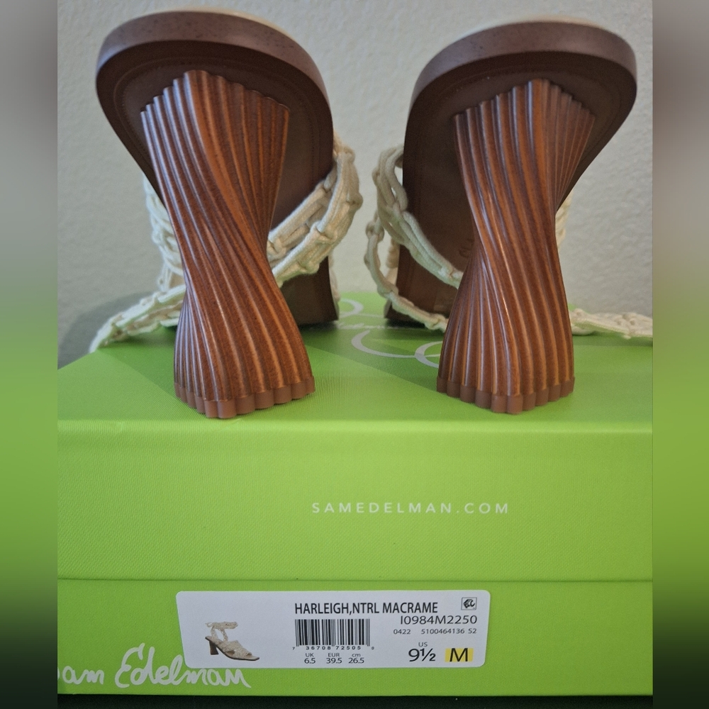 Sam Edelman Cream Braided Ankle-Tie Heels - Picture 7 of 15